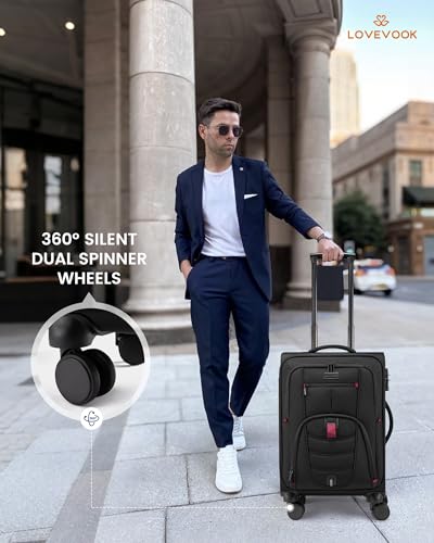 Carry On Luggage 22x14x9 Airline Approved, 22-Inch Suitcases with Spinner Wheels, Softside Carry-on Luggage with TSA Lock for Men Women Business Trip, Lightweight Large Capacity Luggage for Travel