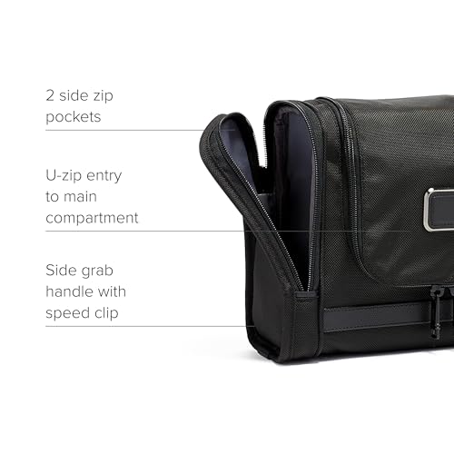 TUMI - Alpha Hanging Travel Kit - Toiletries and Cosmetics Organizer - Travel Essentials Bag with Hooks & Pockets - Black