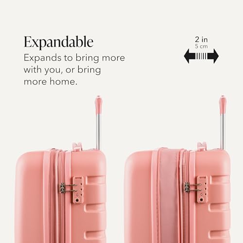 SwissGear 7366 Signature Hardside Expandable Luggage with Spinner Wheels, TSA Lock, Cup-Holder, Coral Almond, Carry-On 19-Inch