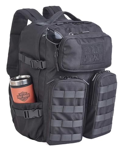 Harley-Davidson Rebel Embroidered Rugged High-Density Polyester Backpack - Black