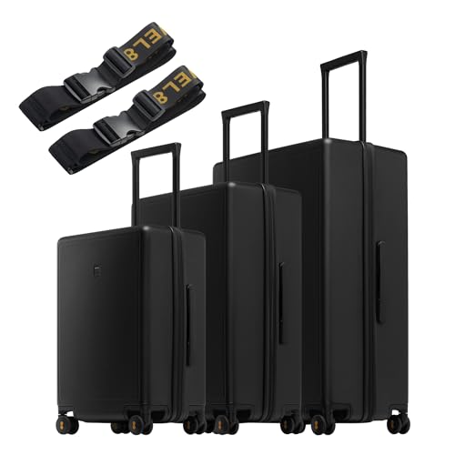 LEVEL8 Luminous Luggage Sets 3 Piece with Luggage Straps, (20/24/28)