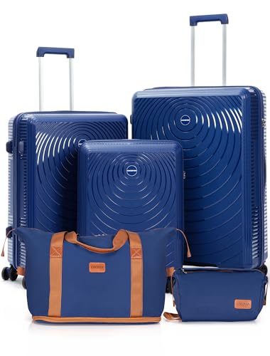 CONCEPTEN Luggage Sets 5 Piece,Lightweight,Impact-Resistant,Wear-Resistant Suitcases with Wheels, Hardshell Suitcase Set with Spinner Wheels, PP Carry on Luggage Set with TSA Lock, Travel Luggage