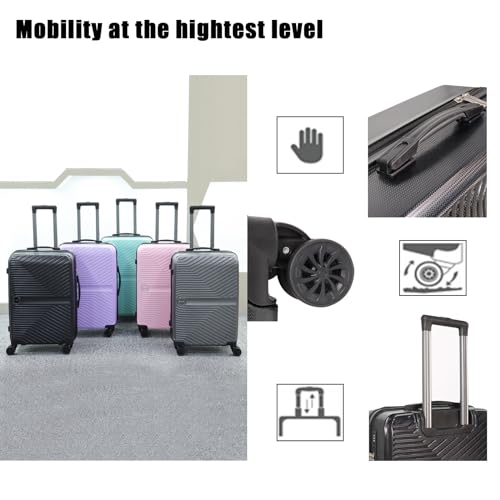 OMBRY Luggage Set 3 Pieces -Suitcase Set - Luggage with Wheels - Check-in Luggage - PC + ABS Durable Suitcase Rotating Silent Wheels 3-Piece 20/24/28 Mint Green (black)