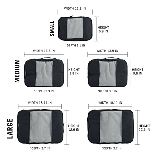 Travel Wise Packing Cubes for Travel - 5 Piece Set with Pattern Design, Lightweight Ripstop Nylon Luggage Organizers with Mesh Panel, Small Medium Large Sizes