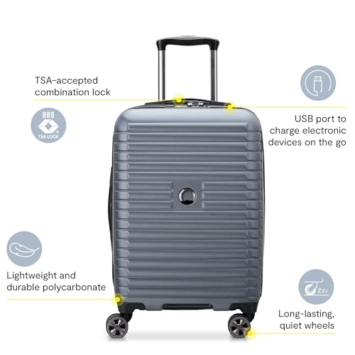 DELSEY PARIS Cruise 3.0 Hardside Expandable Luggage with Spinner Wheels, Glossy Ivory, Carry on 20 Inch