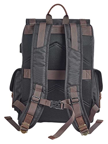 Harley-Davidson Travel Backpack, Ponderosa Ballistic & Leather USB Bag - Black