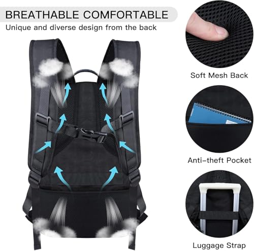 ANTERK Extra Large Travel Laptop Backpack, 17.3 Inch Carry on Backpack for Men Women, Big Anti Theft Water Resistant College Bussiness TSA Airline Approved Work Computer Backpack, Black