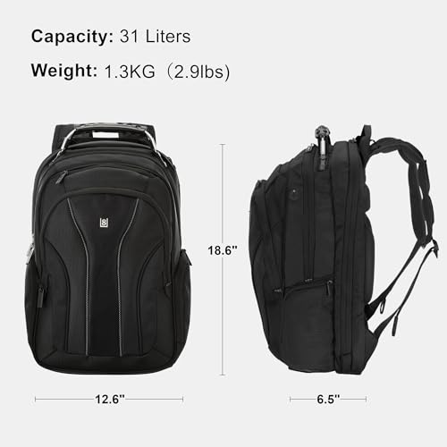 LEVEL8 Carry On Luggage with Compartment, 20 Inch Softside Expandable Travel Rolling Suitcase with 15.6" Laptop Backpack
