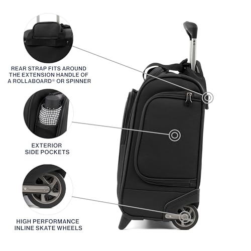 Travelpro Tourlite Softside Lightweight Rolling Underseat Compact Carry-On Upright 2 Wheel Bag, Men and Women, Black, 15-Inch