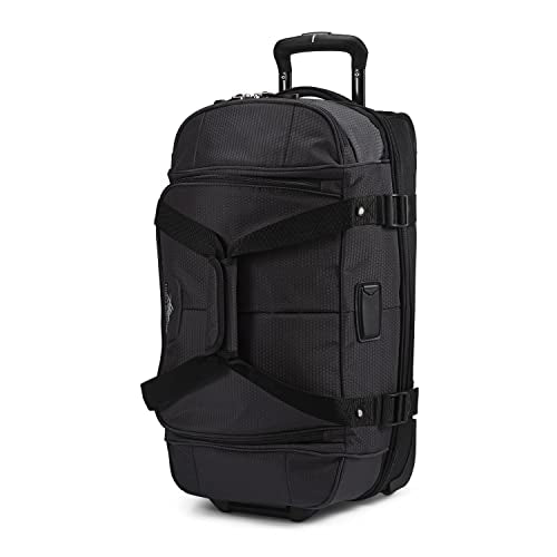 High Sierra 22” Wheeled Rolling Duffle Bag, Lightweight and Durable Weekender Travel Duffle bag with Recessed telescoping pull handle, 50L Capacity, Mercury/Black