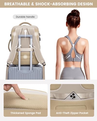 LOVEVOOK Large Travel Backpack for Women, TSA Carry on Backpack for Airplanes, 40L Personal Item Travel Bag for Women fits 17" Laptop,Waterproof Carry on Bag Airplane Approved with 3 Packing Cubes