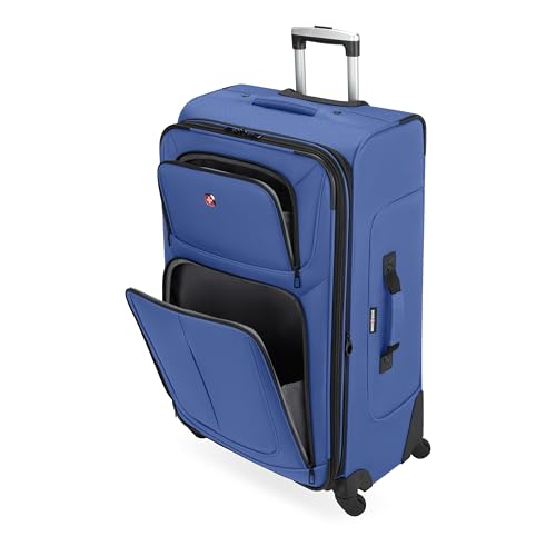 SWISSGEAR Sion Softside Expandable Spinner Luggage Durable Lightweight Travel Suitcase, Regatta, Checked-Large