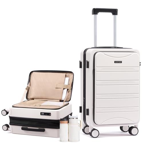 LOVEVOOK Carry On Luggage 20 Inch, Airline Approved Expandable Hard Shell Suitcase with Spinner Wheels, TSA Lock & Cup Holder, Fits Most Overhead Bins