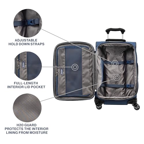 Travelpro Tourlite Softside 21" Expandable Luggage with 4 Spinner Wheels, Lightweight Suitcase, Carry-On, Blue