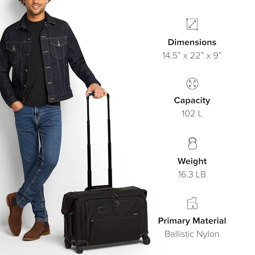 TUMI - Alpha Garment 4 Wheeled Carry-On - Garment Compartment Fits 6 Suits or Dresses - Carry On Luggage for Travel - Black