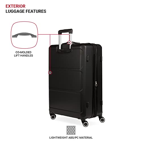 SwissGear 8090 Hardside Expandable Luggage with Spinner Wheels, Black, Checked-Large 28-Inch