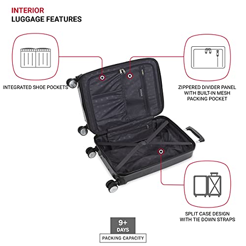 SwissGear 7786 Hardside Expandable Luggage with Spinner Wheels, Black, Checked-Large 27-Inch