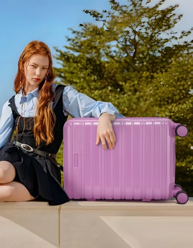 LARVENDER Carry On Luggage 22x14x9 Airline Approved, 20 Inch Expandable PC+ABS Hardside Suitcase Carry On Luggage with Spinner Wheels TSA Lock for Women Men (Berry)