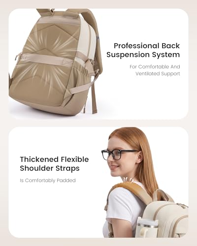LOVEVOOK College Laptop Backpack, 15.6" Padded Daypack Trolley Sleeve, 14 Pockets, Waterproof Work Bag for Nurse Teacher Office Daily Commute with Accessory Pouch