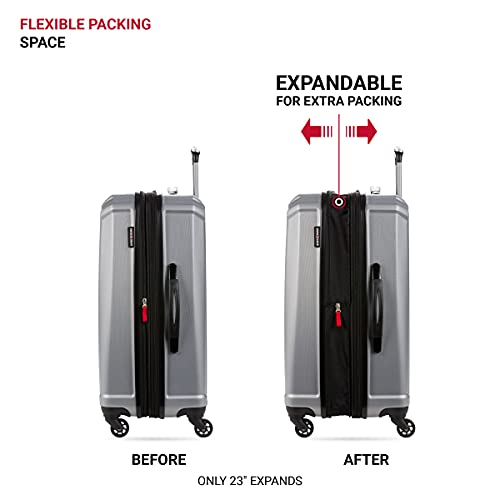 SwissGear 3750 Hardside Luggage with Spinner Wheels, Silver, 2-Piece Set (18.5/23)