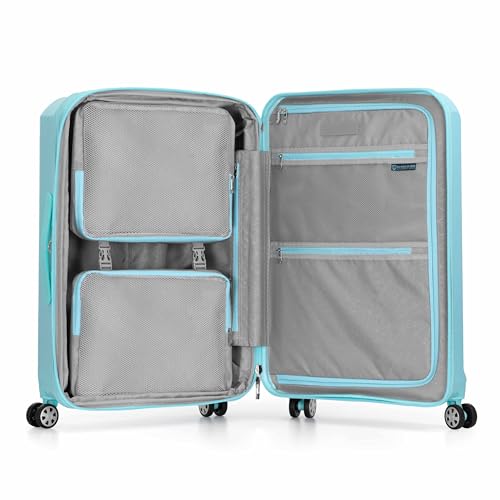 Traveler's Choice Pagosa Hardshell Expandable Luggage with Spinner Wheels, Baby Blue, 26-Inch Medium