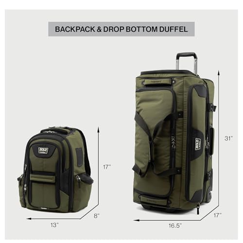 Travelpro Bold Softside 2-Piece Set — Expandable 2-Wheel Upright Large Luggage with Backpack, Olive/Black