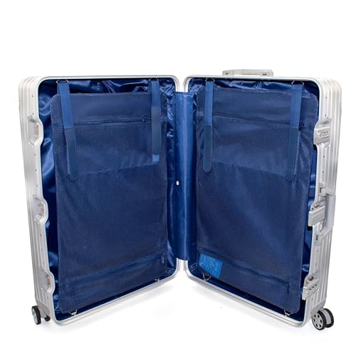 Gabbiano All-Aluminum Luggage Set, 2-Piece Zipperless Suitcase (20” Carry-On + 30” Large) – Aluminum-Magnesium Hardside Spinner with TSA Latch Locks, 22x14x9 (Silver, Large 30")