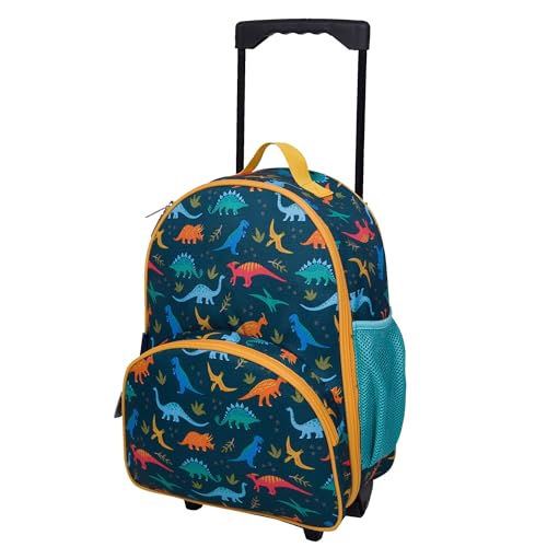 Wildkin Kids 16 Inch Rolling Luggage for Boys & Girls – Lightweight Carry-On Suitcase with Telescoping Handle & Rolling Wheels for School, Travel & Overnight Trips, Ages 3–7 – Jurassic Dinosaurs