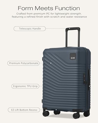 Coolife Luggage 3 Piece Set Hardside Lightweight Suitcases: Upgraded Durable PC Travel Luggage with Dual Spinner Wheels & TSA Lock, 20/24/28 (20'' Expandable Only), Navy