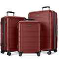 SHOWKOO Luggage Sets 3 Piece Expandable 100% PC Durable Hardshell Suitcase with Wheels TSA Lock Lightweight Wine Red