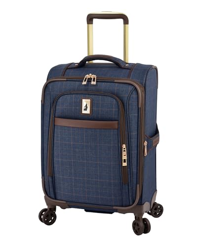 London Fog Brentwood IV 20" Expandable Softside Spinner Carry-On Suitcase, Midnight Blue