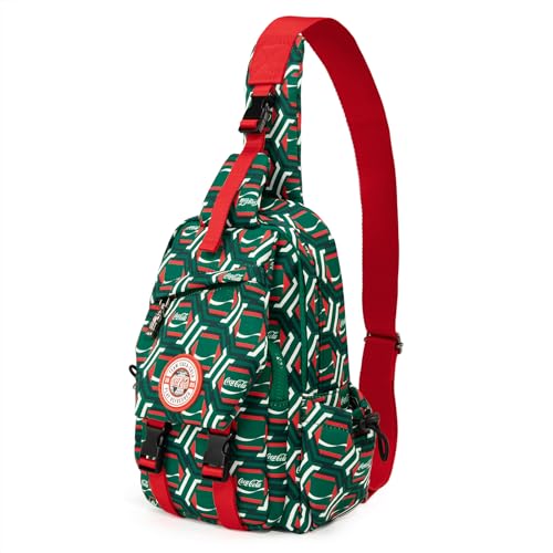 Sling Backpack Crossbody Bag with Coca-Cola Logo Sling Bag Travel Casual Daypack Unisex Green CO-BG-10-102-GN