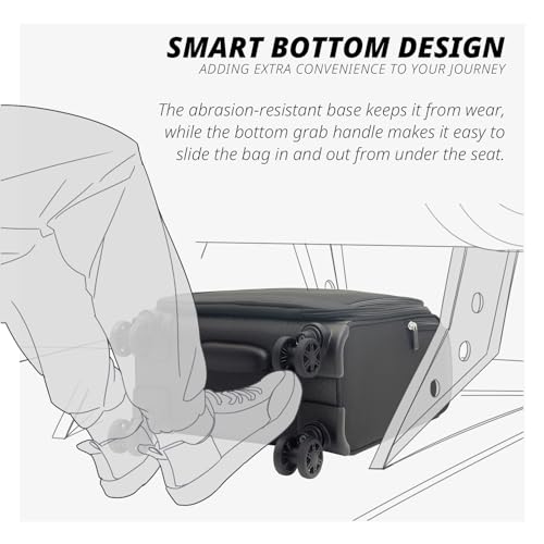 Verage Under Seat Luggage with Wheels, Softside Small Suitcase Spinner Carry On Luggage Bags for Airlines Airplanes Short Trip Men Women (Grey, 14-Inch Underseat)