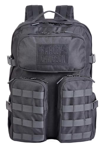 Harley-Davidson Rebel Embroidered Rugged High-Density Polyester Backpack - Black