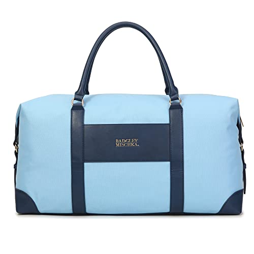 BADGLEY MISCHKA Barbara XL Canvas Weekender Duffel Bag (Light Blue)