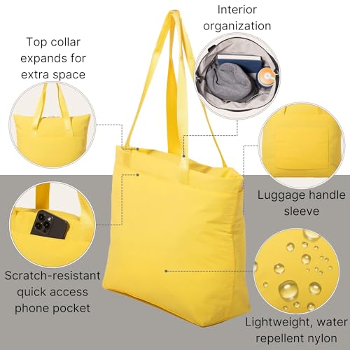 Baggallini Swift Tote Bag for Women - Lightweight 12x16 Nylon Zipped Travel Carry On Bag w/Luggage Sleeve