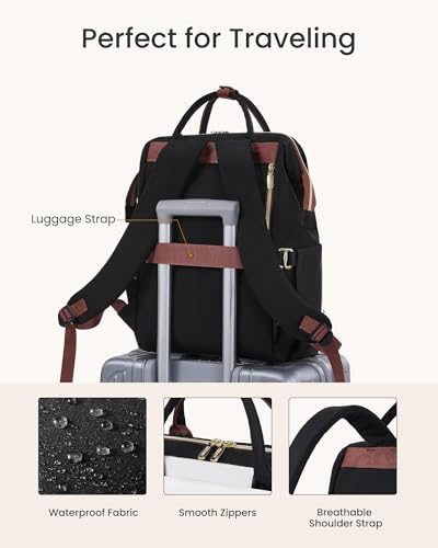 LOVEVOOK Laptop Backpack for Women with Giant Tumbler Holder Pocket, 15.6 inch Travel Work Backpack Purse for Nurse Teacher, Waterproof Bag College Bookbag Casual Daypack