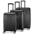 Badgley Mischka Diamond Hard Expandable Spinner Luggage Set (3 Piece) (Black-Black Bars)