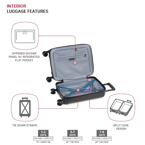SwissGear Duet Hardside Expandable Luggage with Spinner Wheels, Navy/Black, 3-Piece Set (19/24/28)