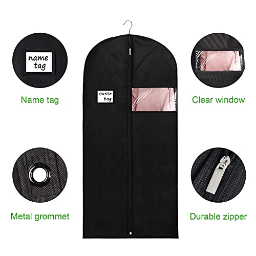 KEEGH Garment Bags for Hanging Clothes 60" (Set of 10) Dress Bags for Gowns Long Dress Bags for Closet Storage with Zipper and Eye-Hole for Folding for Suit Coats Dresses, Black