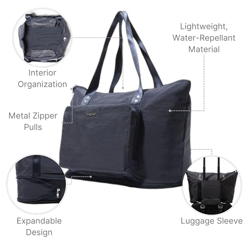 Baggallini Women's Carryall Expandable Packable Tote, French Navy