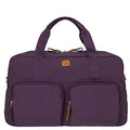 Bric’s X-Bag 18-Inch Cargo Carry-On Duffle, Water-Resistant Satin Nylon Travel Bag with Leather Handles, Laptop Sleeve, Front Zip Pockets and Luggage Pass-Through - Violet
