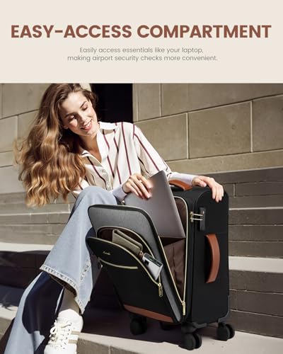 LOVEVOOK Carry On Luggage 22x14x9 Airline Approved, 20 Inch Softside Suitcases with Wheels, Lightweight Spinner Carry on Suitcase with TSA Lock, Water-Resistant Large Capacity Luggage for Travel