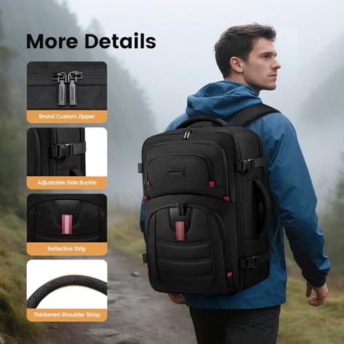 LOVEVOOK 40L Travel Backpack for Men, Airline Approved Carry On Bag with 3 Packing Cubes, TSA Overnight Bags, Waterproof Personal Item Bag, Weekender Essentials Backpacks fits 17.3" Laptop