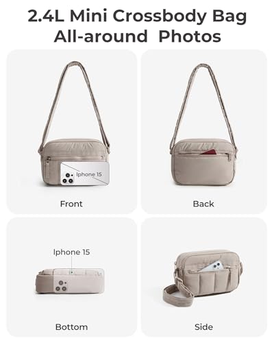 BAGSMART Cross Body Purse, Mini Crossbody Bags for Women Travel Purse, Puffy Shoulder Handbag Wallet with RFID Blocking Slots, Brown-small