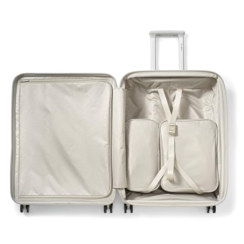 Samsonite Paralux Medium Checked Luggage - Innovative Design - Quick Access Front Pocket - Dual Suspension Wheel Technology - TSA Lock - Expandable - Includes Removable Packing Cubes - Stone Grey