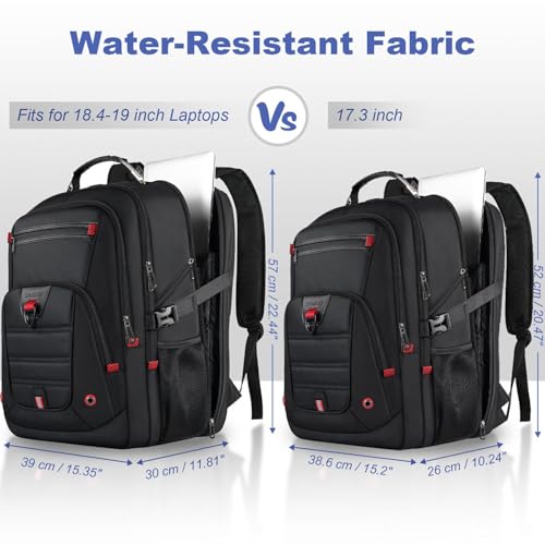 LifetimeWarranty Extra Large Travel Backpack With 52L Capacity, Long-Term Durability TSA Backpack,Anti-Theft 17.3" Big Business Laptop Backpack for Men&Women,Water Resistant College Rucksack Bag Black