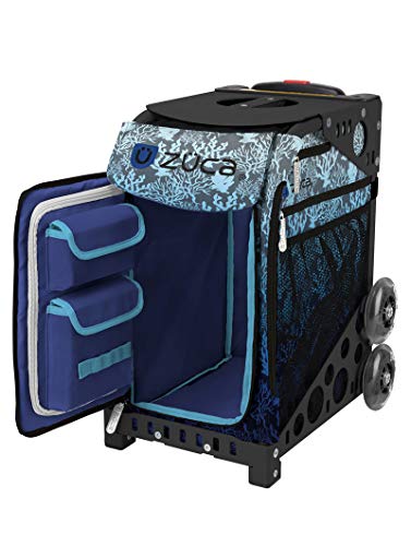 ZUCA Blue Reef Deep Sea Sport Insert Bag and Black Frame with Flashing Wheels