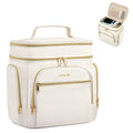 Hanke Large Toiletry Bag for Women Travel, Double Layer Organizer with Wide Opening for Full-Size Cosmetics & Toiletries, 12.2L Water-Resistant Makeup Bag,Off White