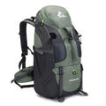 Bseash 50L Hiking Backpack, Water Resistant Lightweight Outdoor Sport Daypack Travel Bag for Camping Climbing Skiing Cycling (Army Green - With Shoe Compartment)